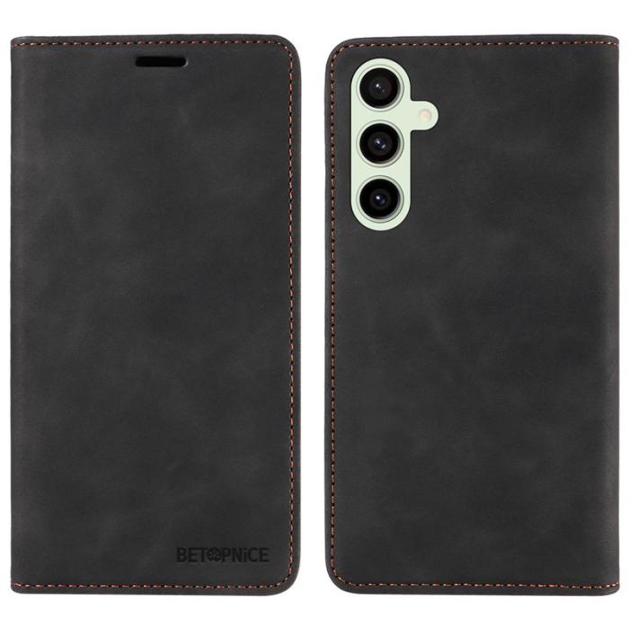 BETOPNICE - BETOPNICE 003 Samsung Galaxy S24 FE Fodral Äkta läder - Svart