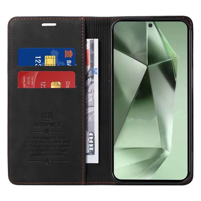 BETOPNICE - BETOPNICE 003 Samsung Galaxy S24 FE Fodral Äkta läder - Svart