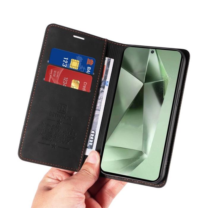 BETOPNICE - BETOPNICE 003 Samsung Galaxy S24 FE Fodral Äkta läder - Svart