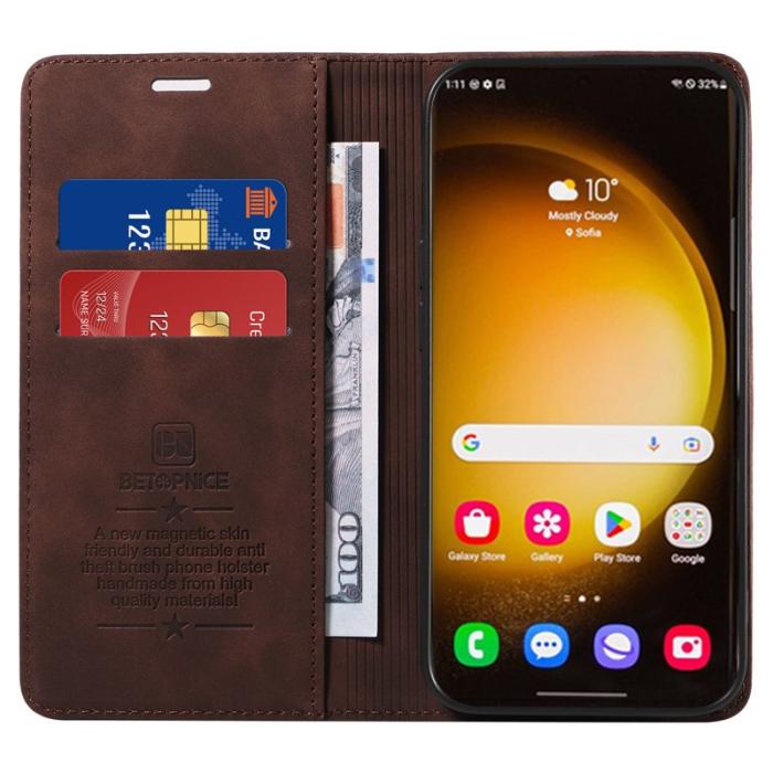 BETOPNICE - BETOPNICE 003 Samsung Galaxy S24 Ultra Fodral Flip Wallet - Brun