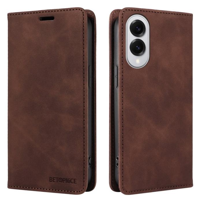 BETOPNICE - BETOPNICE 003 Samsung Galaxy S25 Edge Fodral Äkta läder - Brun