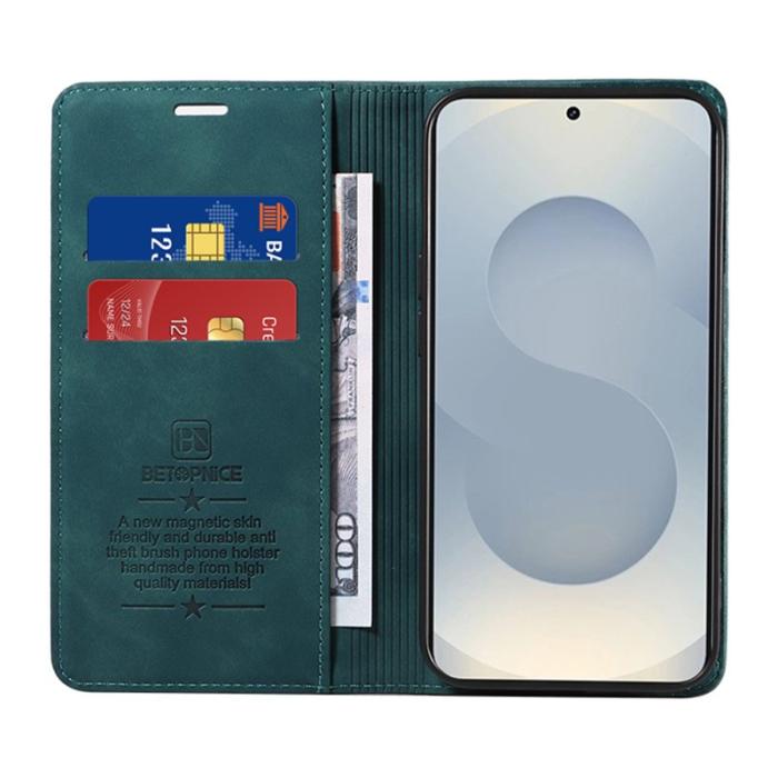 BETOPNICE - BETOPNICE 003 Samsung Galaxy S25 Edge Fodral Äkta läder - Grön