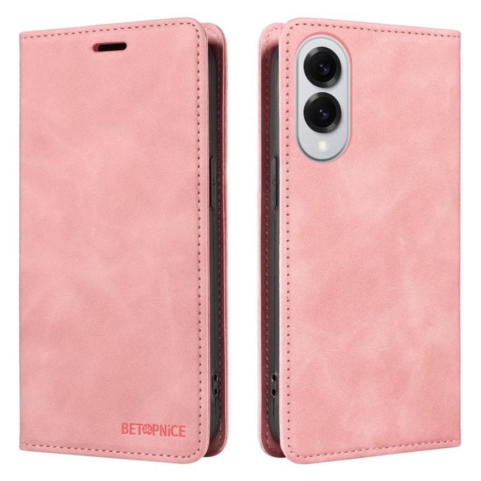 BETOPNICE - BETOPNICE 003 Samsung Galaxy S25 Edge Fodral Äkta läder - Pink