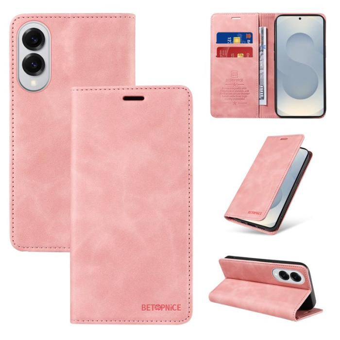 BETOPNICE - BETOPNICE 003 Samsung Galaxy S25 Edge Fodral Äkta läder - Pink