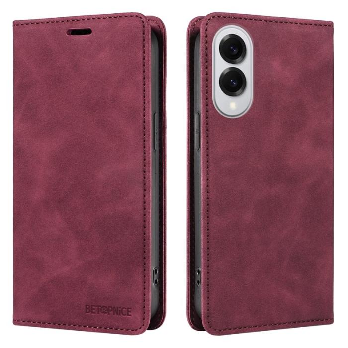 BETOPNICE - BETOPNICE 003 Samsung Galaxy S25 Edge Fodral Äkta läder - Röd