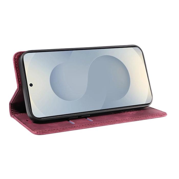 BETOPNICE - BETOPNICE 003 Samsung Galaxy S25 Edge Fodral Äkta läder - Röd