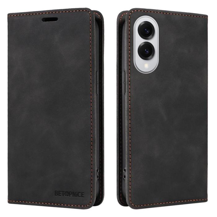 BETOPNICE - BETOPNICE 003 Samsung Galaxy S25 Edge Fodral Äkta läder - Svart