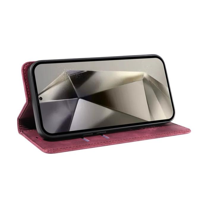 BETOPNICE - BETOPNICE 003 Samsung Galaxy S25 Ultra Wallet Fodral Äkta läder - Röd