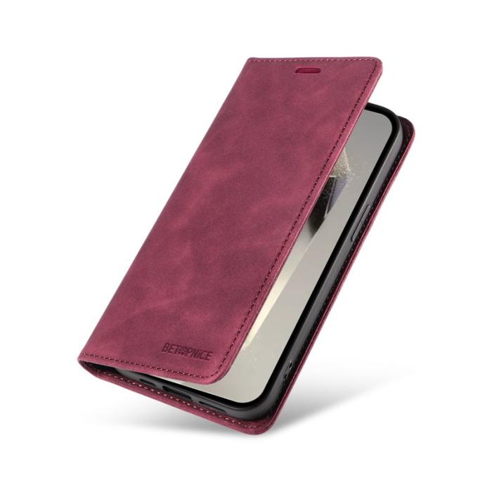 BETOPNICE - BETOPNICE 003 Samsung Galaxy S25 Ultra Wallet Fodral Äkta läder - Röd