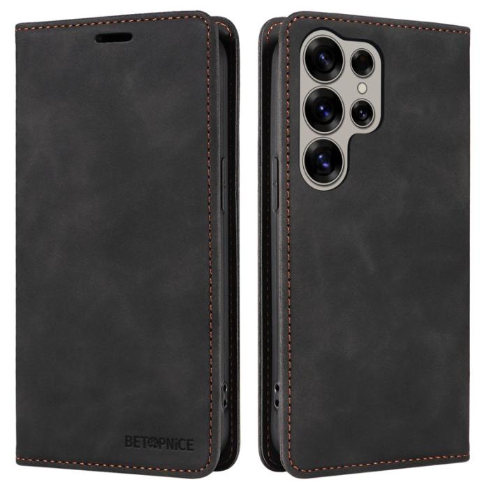 BETOPNICE - BETOPNICE 003 Samsung Galaxy S25 Ultra Wallet Fodral Äkta läder - Svart