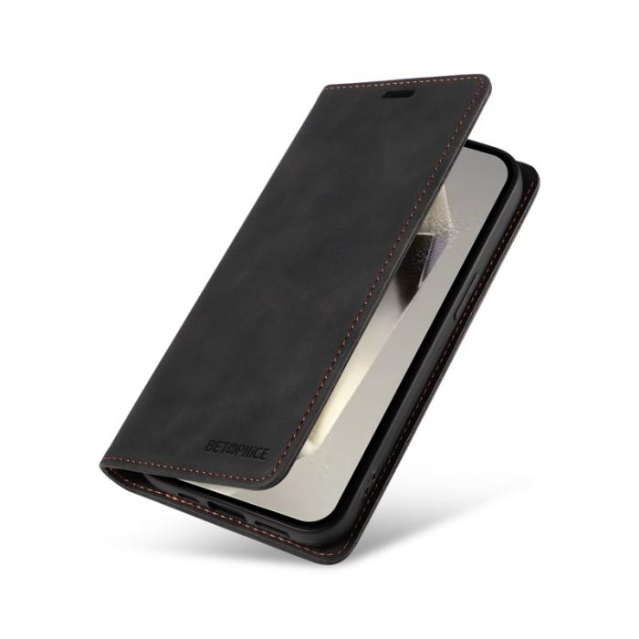 BETOPNICE - BETOPNICE 003 Samsung Galaxy S25 Ultra Wallet Fodral Äkta läder - Svart