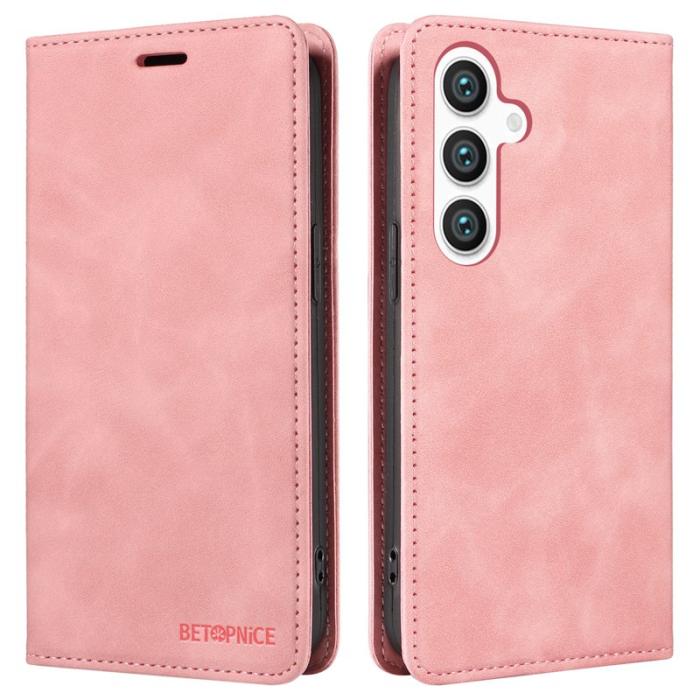 BETOPNICE - BETOPNICE 003 Samsung Galaxy S25 Wallet Fodral Äkta läder - Pink