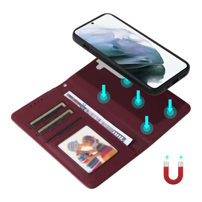 BETOPNICE - BETOPNICE 005 för Samsung Galaxy S21 Fodral Äkta läder - Vinröd