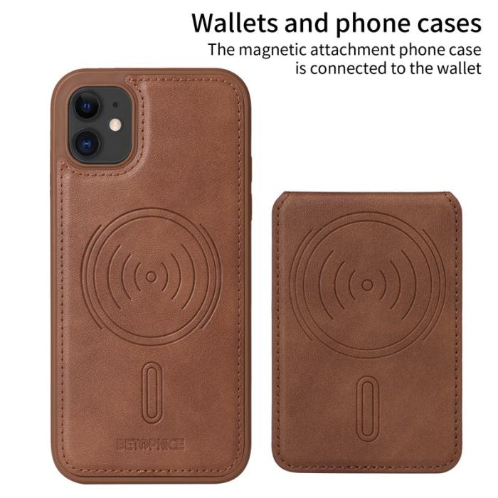BETOPNICE - BETOPNICE iPhone 11 Fodral Äkta läder - Brun - RFID Blocking