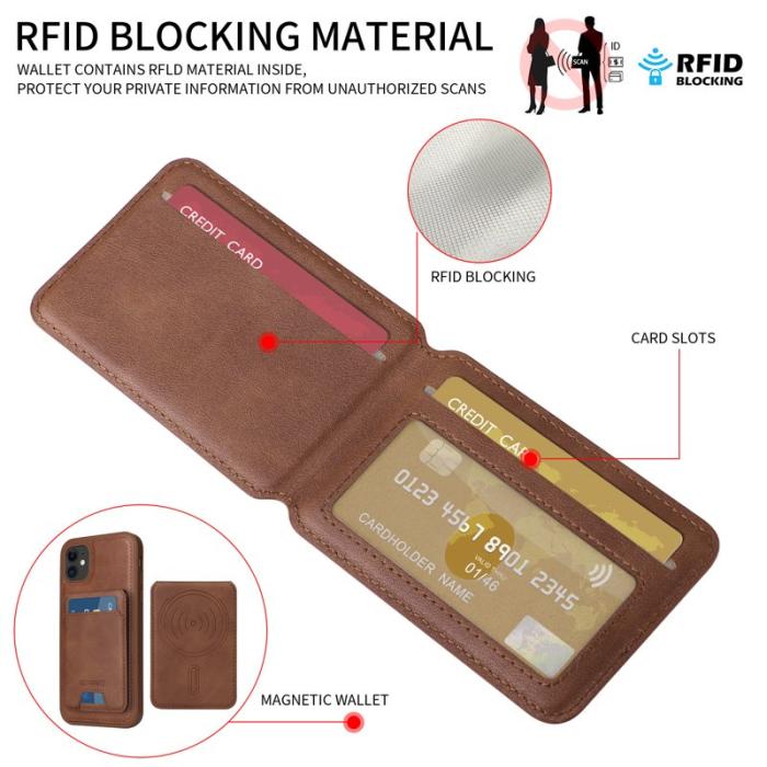 BETOPNICE - BETOPNICE iPhone 11 Fodral Äkta läder - Brun - RFID Blocking