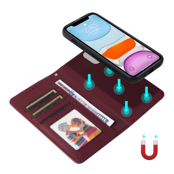 BETOPNICE - BETOPNICE iPhone 11 Plånboksfodral Magnetiskt Detachable Konstläder - Vinröd