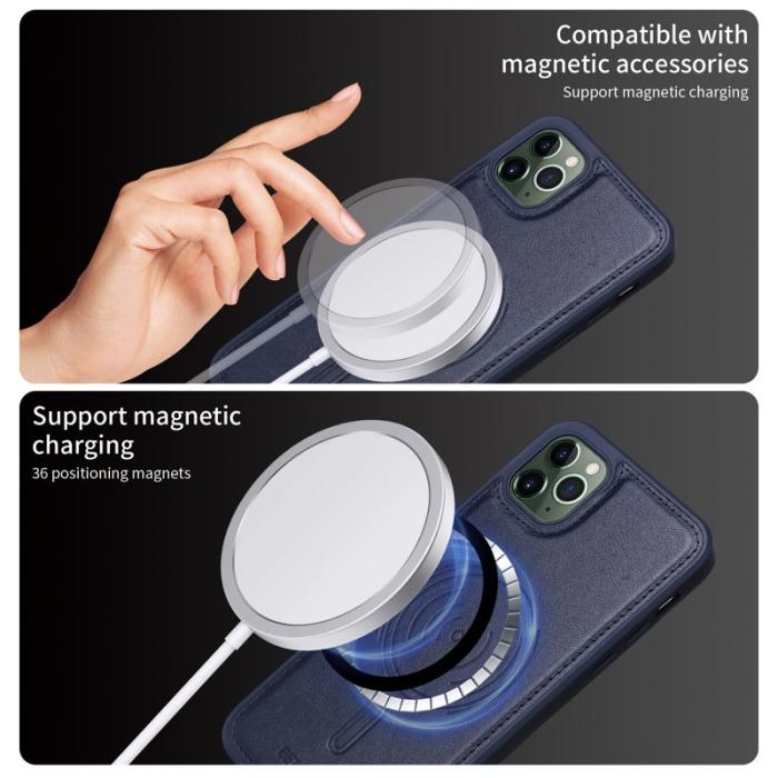 BETOPNICE - BETOPNICE iPhone 11 Pro Max Fodral Äkta läder - Blå