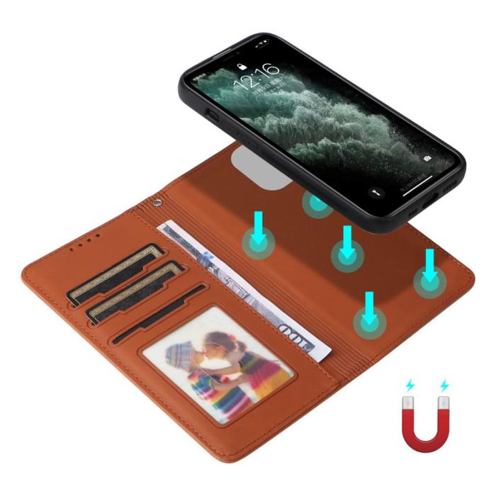 BETOPNICE - BETOPNICE iPhone 11 Pro Max Fodral - Avtagbart PU Läder - Brun