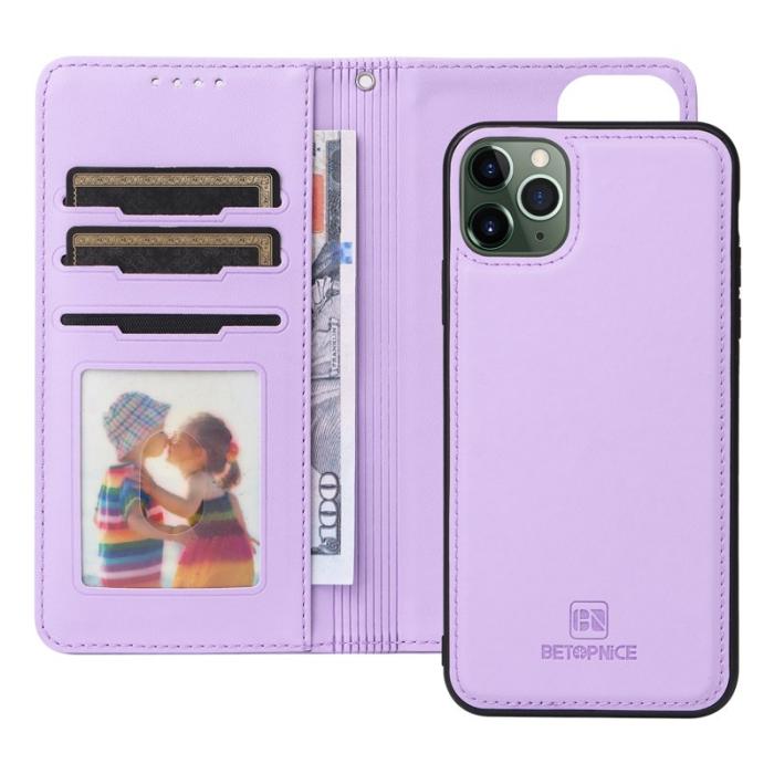BETOPNICE - BETOPNICE iPhone 11 Pro Max Fodral - Detachable PU Leather - Lila