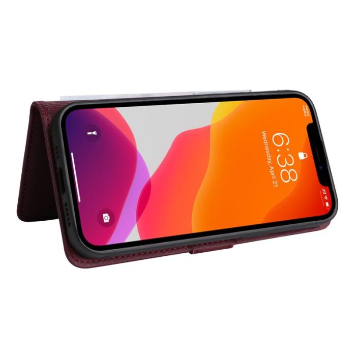 BETOPNICE - BETOPNICE iPhone 12 / 12 Pro Fodral - Detachable PU Läder - Vinröd