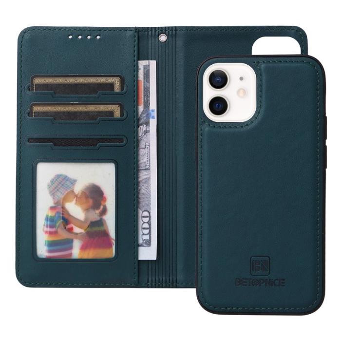 BETOPNICE - BETOPNICE iPhone 12 mini Fodral - Avtagbart PU Läder - Blå