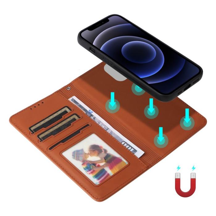 BETOPNICE - BETOPNICE iPhone 12 mini Fodral - Avtagbart PU Läder - Brun
