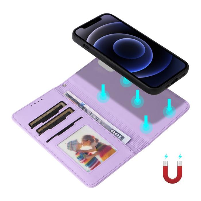 BETOPNICE - BETOPNICE iPhone 12 mini Fodral - Avtagbart PU Läder - Lila