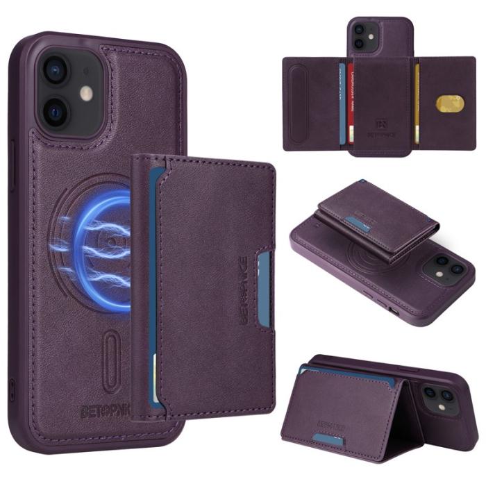 BETOPNICE - BETOPNICE iPhone 12 Pro 6.1 tum Fodral Äkta läder - Lila