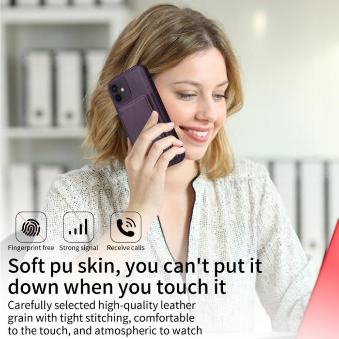 BETOPNICE - BETOPNICE iPhone 12 Pro 6.1 tum Fodral Äkta läder - Lila