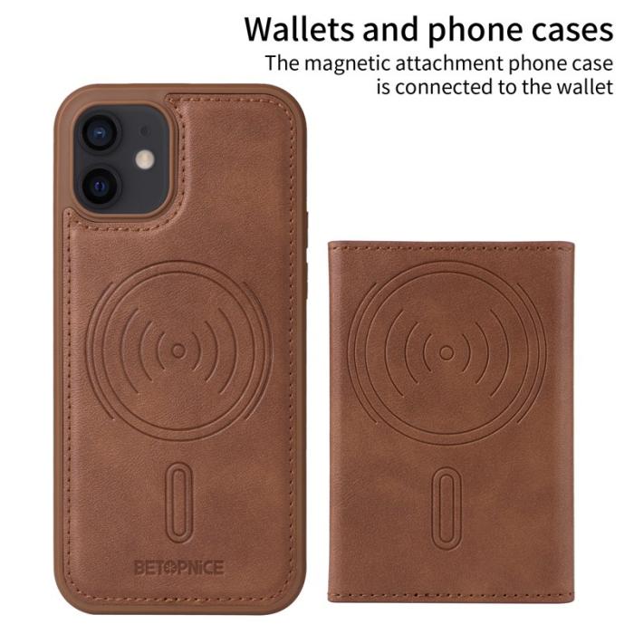 BETOPNICE - BETOPNICE iPhone 12 Pro Fodral Äkta läder - Brun
