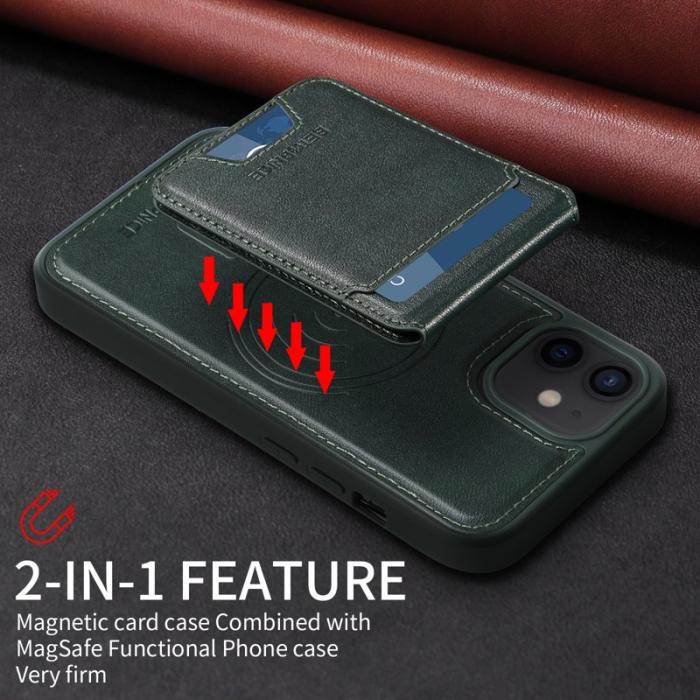 BETOPNICE - BETOPNICE iPhone 12 Pro Fodral Äkta läder - Grön