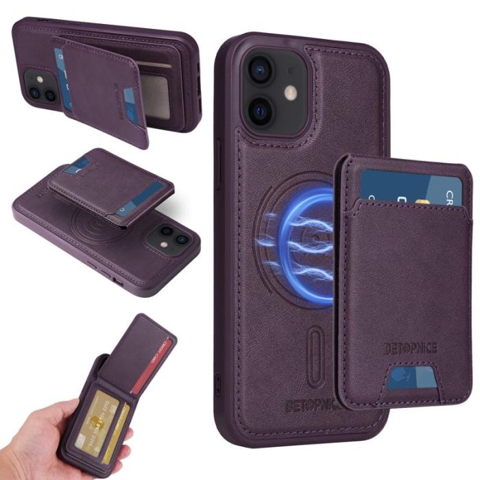 BETOPNICE - BETOPNICE iPhone 12 Pro Fodral Äkta läder - Lila