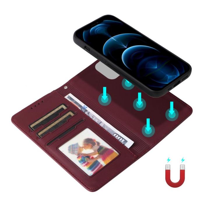 BETOPNICE - BETOPNICE iPhone 12 Pro Max Fodral - Äkta läder - Vinröd