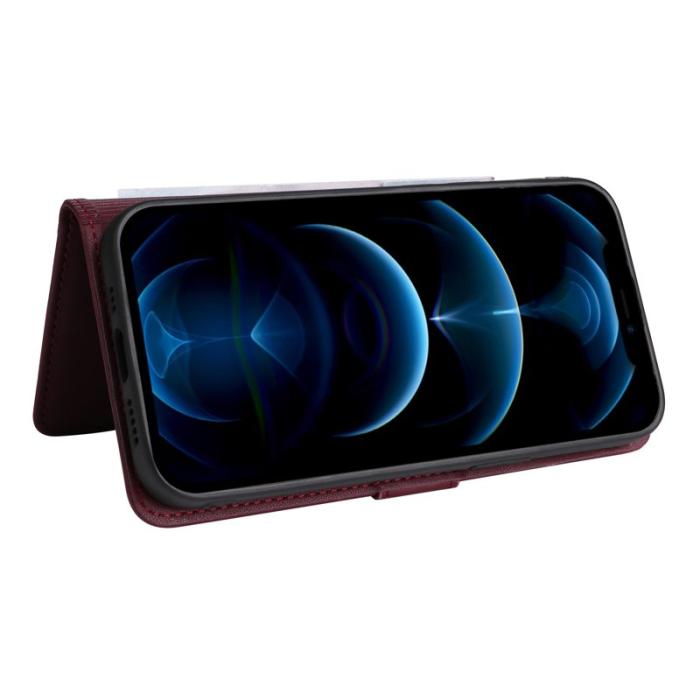 BETOPNICE - BETOPNICE iPhone 12 Pro Max Fodral - Äkta läder - Vinröd