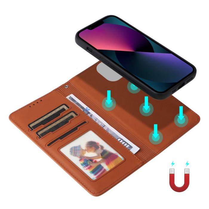 BETOPNICE - BETOPNICE iPhone 13 Fodral Magnetiskt Avtagbart PU Läder - Brun