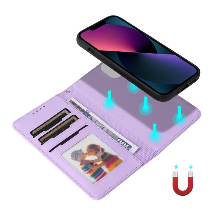 BETOPNICE - BETOPNICE iPhone 13 Fodral Magnetiskt Avtagbart PU Läder - Lila