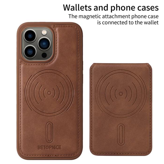 BETOPNICE - BETOPNICE iPhone 13 Pro Fodral Äkta läder - Brun