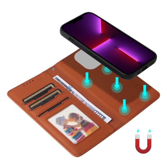 BETOPNICE - BETOPNICE iPhone 13 Pro Fodral - Avtagbart PU Läder - Brun