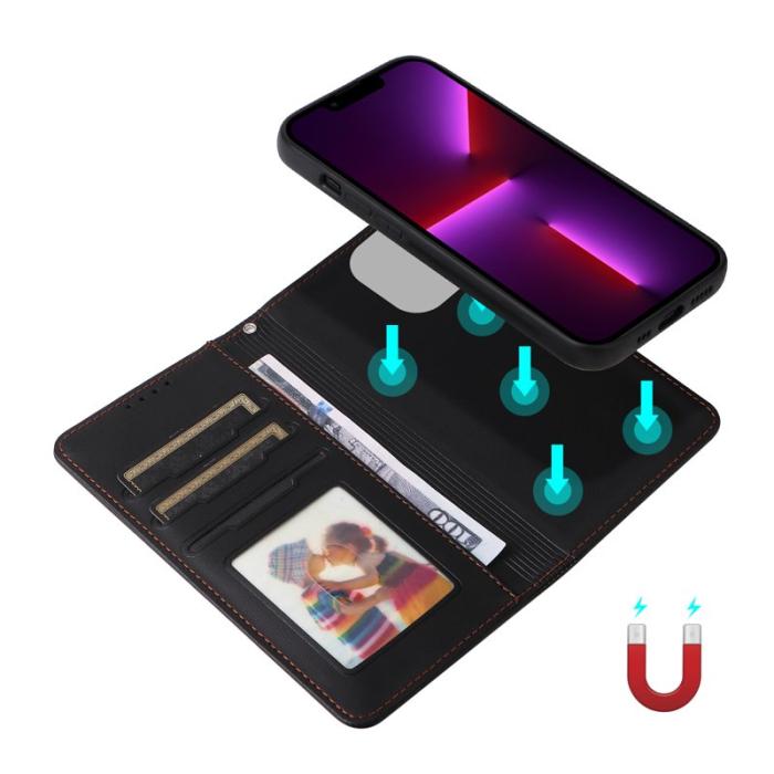 BETOPNICE - BETOPNICE iPhone 13 Pro Fodral - Avtagbart PU Läder - Svart