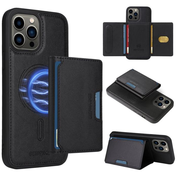 BETOPNICE - BETOPNICE iPhone 13 Pro Max Fodral Äkta läder - Svart