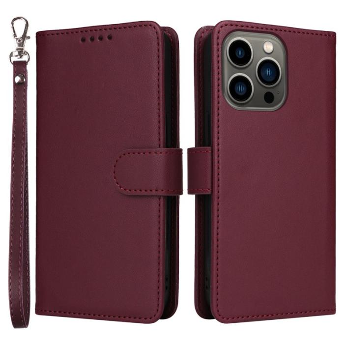 BETOPNICE - BETOPNICE iPhone 13 Pro Max Fodral - Detachable PU Leather - Vinröd