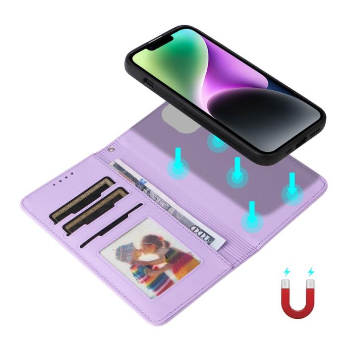BETOPNICE - BETOPNICE iPhone 14 Fodral Magnetiskt Avtagbart PU Läder - Lila