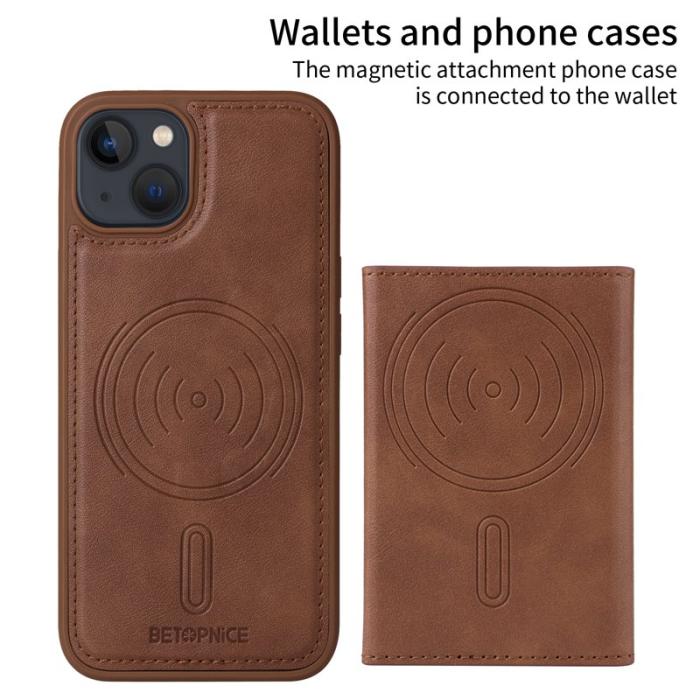 BETOPNICE - BETOPNICE iPhone 14 / iPhone 13 Fodral Äkta läder - Brun