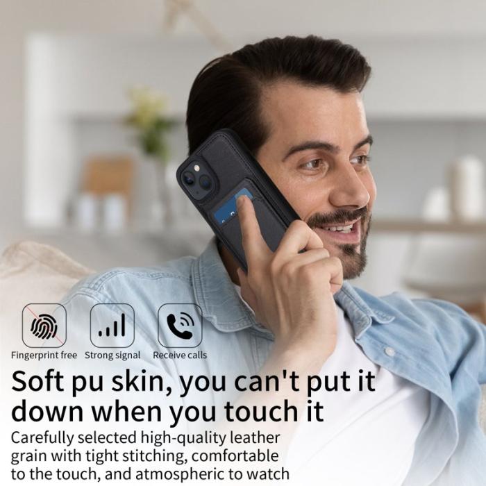 BETOPNICE - BETOPNICE iPhone 14 / iPhone 13 Fodral Äkta läder - Svart