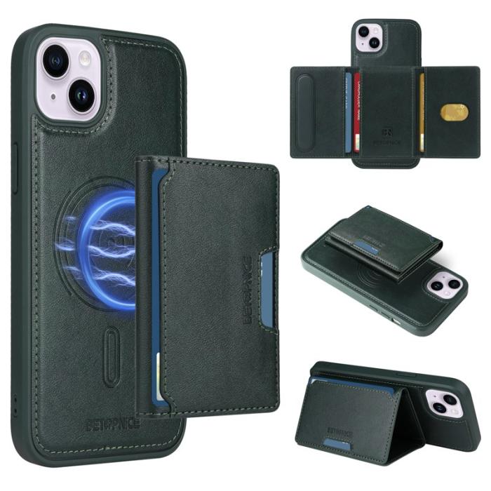 BETOPNICE - BETOPNICE iPhone 14 Plus Fodral Äkta läder - Grön