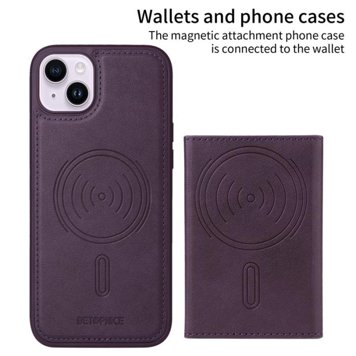 BETOPNICE - BETOPNICE iPhone 14 Plus Fodral Äkta läder - Lila