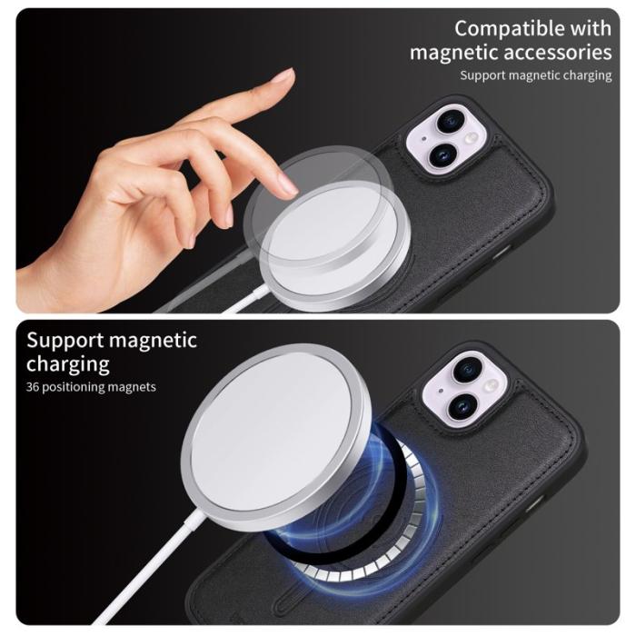 BETOPNICE - BETOPNICE iPhone 14 Plus Fodral Äkta läder - Svart