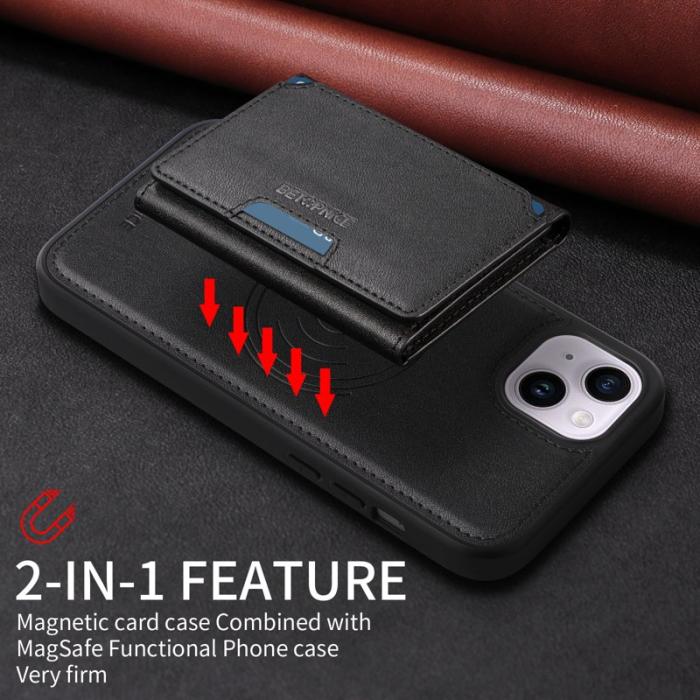 BETOPNICE - BETOPNICE iPhone 14 Plus Fodral Äkta läder - Svart