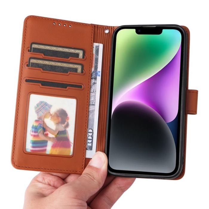 BETOPNICE - BETOPNICE iPhone 14 Plus Fodral - Avtagbart PU Läder - Brun