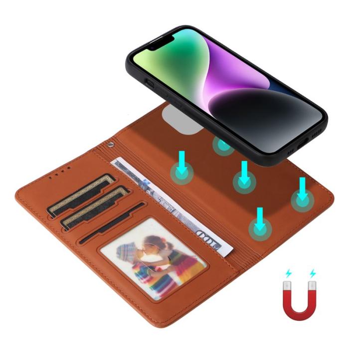 BETOPNICE - BETOPNICE iPhone 14 Plus Fodral - Avtagbart PU Läder - Brun